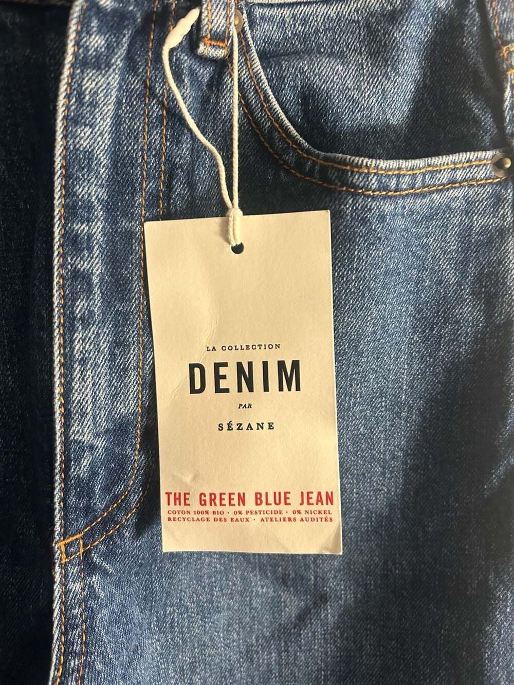 Sézane Denim The Green Blue Jean Dark Wash Wide Leg Jeans Size 32 - Picture 2 of 6